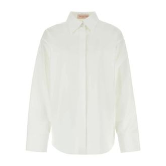 Valentino Garavani Shirts, female, White, Size: 3XS Cotton Poplin Shirt