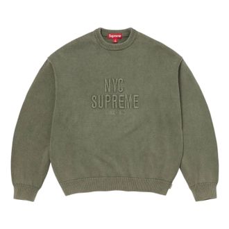 SUPREME SS26 Overdyed Raised Sweater Olive SUP-SS26-217-OLV