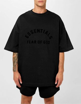 Fear of God Mens Short Sleeve Tee - Black - Size: 42