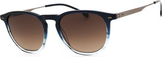 HUGO BOSS BOSS 1639/S 0QEU HA Blue Horn Ruthenium/Brown Gradient