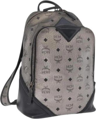 MCM Pre-owned Leren Rugzak - Dames - Vintage Rugzakken - Grijs - ONE Size - Leer - Vintage