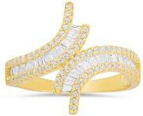 Queen Jewels Baguette Cut Cubic Zirconia Bypass Ring in Gold at Nordstrom Rack, Size 10