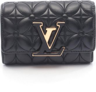 Louis Vuitton Black Leather Wallet (Tri-Fold) (Pre-Owned)