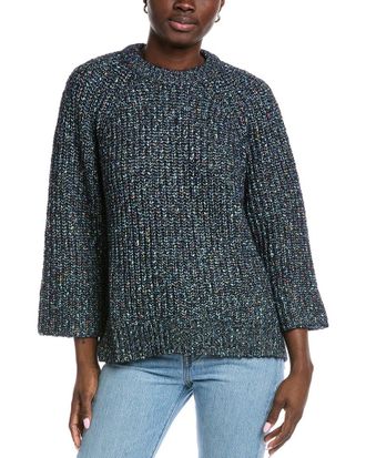 Autumn Cashmere Shaker 3/4-Sleeve Alpaca-Blend Sweater