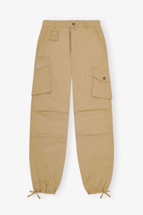 Ganni Brown Camel Washed Twill Trousers - Size 34 Organic Cotton