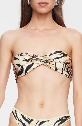 Lioness Bella Twisted Bandeau Bikini Top in Tiger at Nordstrom, Size X-Large