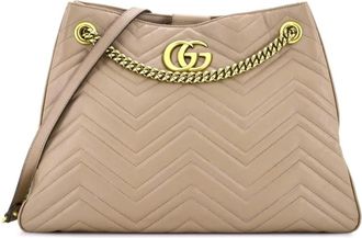 Gucci GG Marmont Matelasse leren schoudertas met ketting - Beige