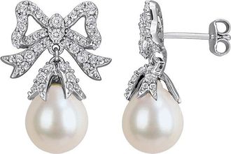 Rina Limor Silver 1.36 Ct. Tw. Gemstone & 9.5-10Mm Pearl Earrings