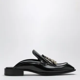 Loewe Edge mule loafers in brushed calf leather, black
