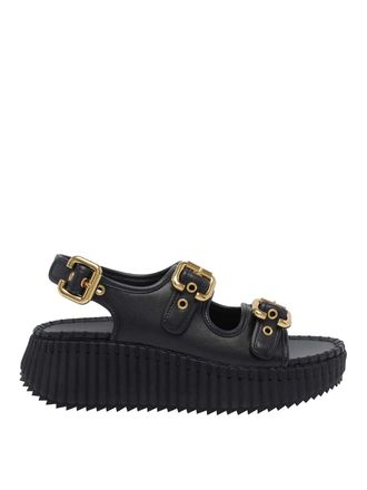 Chlo&eacute; Black Nama Wedge Sandals