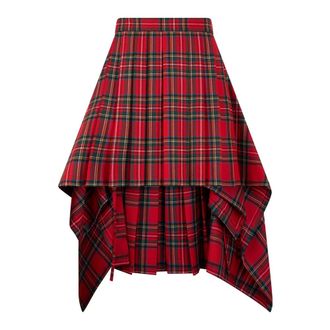 Moschino Pleated Tartan Skirt - female - Moschino - Maxi Skirts - Red - 2XL - Skirts