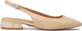 Kazar Beige pumps met metalen versiering op de hiel - Dames - Ballerinas - Beige - 39 EU - Leer - Schoenen