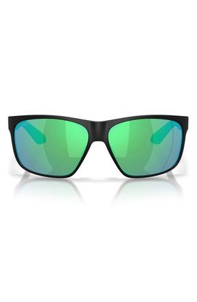 Costa Trades 60mm Polarized Square Sunglasses in Black /Green Mirror 580G at Nordstrom