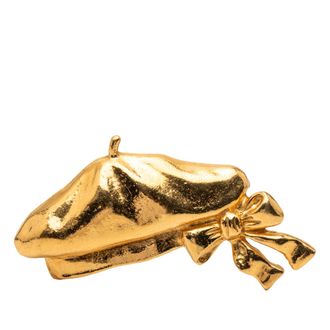 Chanel Pre-owned Womens Gold Plated Beret Hat Brooch - Beige - One Size