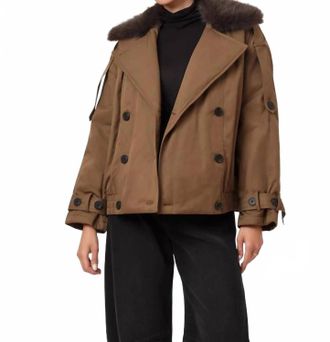 Habitual Fur Collar Trench Coat In Teak