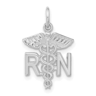Diamond2Deal 14k White Gold RN Nurse Charm