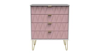 Welcome Furniture Glitz Ready Assembled 4 Drawer Chest in Kobe Pink & White - Welcome Furniture | TJ Hughes