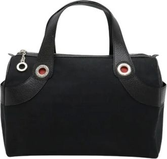 Bulgari Pre-owned Handbags, female, Black, Size: ONE SIZE Pre-owned Logo Mania Canvas Leather Tote Bag