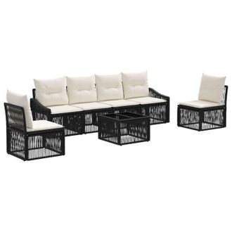 vidaXL Vidaxl Set Divano Da Giardino 7 Pz Nero Polyrattan
