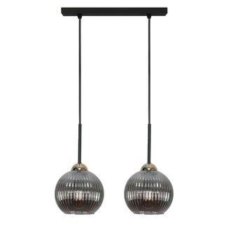 OEM L&aacute;mpara De Techo Colgante Negra Con Pantalla De Cristal Grafito, Vertical 15-028