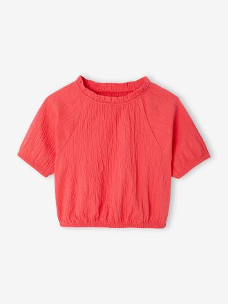 Vertbaudet M&auml;dchen Blusenshirt in Cropped-L&auml;nge koralle