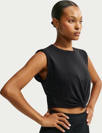 Nike Womens SKIMS Performance Cotton Blend Cropped Twist Tank Top in Black | IV6645-054