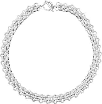 Savvy Cie Jewels RHODIUM PLATED PANTHER LINK TAGGLE NECKLACE