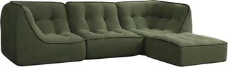 Oviala Sof&aacute; modular con otomana tela 260 x 165 x 70 cm 3 plazas verde