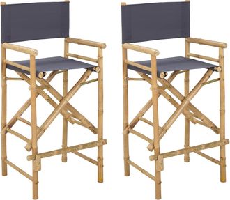 vidaXL Silla De Director Plegable 2 Uds. Natural Y Gris Oscuro Bamb&uacute; Vidaxl