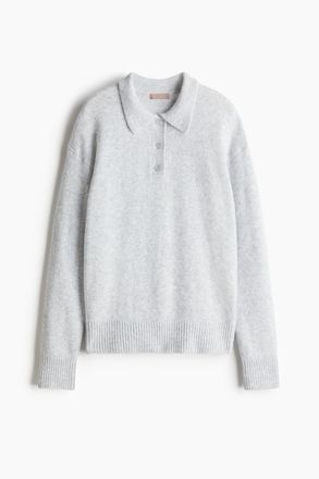 H&M Feinstrickpullover mit Kragen - Grau