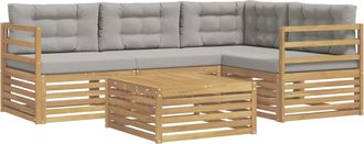 vidaXL Conjunto De Sof&aacute;s De Exterior 5 Uds. Blanco Y Gris Claro Vidaxl