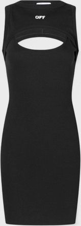 Off-white Womens Off Stamp Rib Round Mini Dress Black - Size 2XL