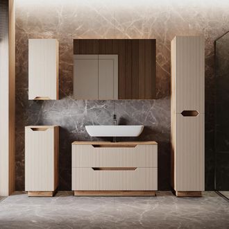 Vicco Juego De Muebles De Ba&ntilde;o Lotta, Rayas Roble/cachemira, 5 Partes, Vicco