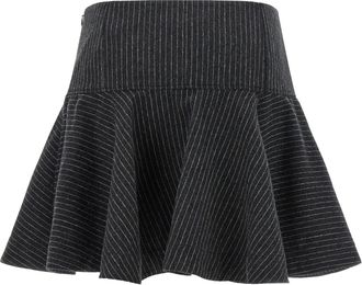 Ganni Pinstriped Flannel Skirt - Charcoal