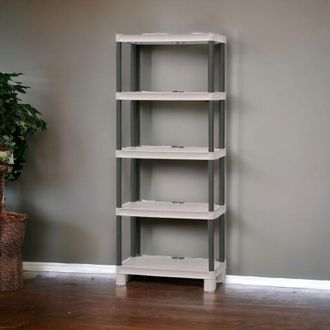 Dmora Dmora Estante De 4 Casillas En Polipropileno, Estantes Multiusos Para Interiores O Externos, 100% Made In Italy, Cm 70x35h172, Color Gris Claro, Con E