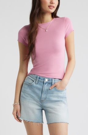 BP. Stretch Cotton Blend Crewneck T-Shirt in Pink Vacation at Nordstrom, Size Xx-Small