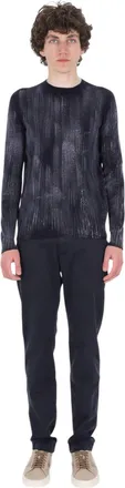 Avant Toi Blue Scratched Cashmere Crewneck Sweater