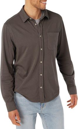 Fair Harbor Saltaire Organic Cotton Knit Button-Up Shirt in Black at Nordstrom, Size X-Large
