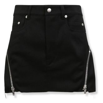 Rick Owens Short Skirts, female, Black, S, High-waisted Mini Skirt with Zipper Details