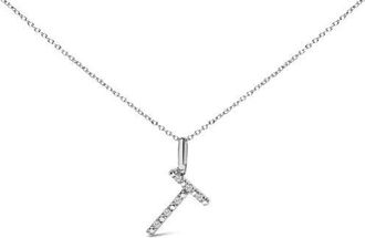 House of Brilliance Sterling Silver Diamond Accent A-Z Initial Pendant Necklace in Sterling Silver |T at Nordstrom