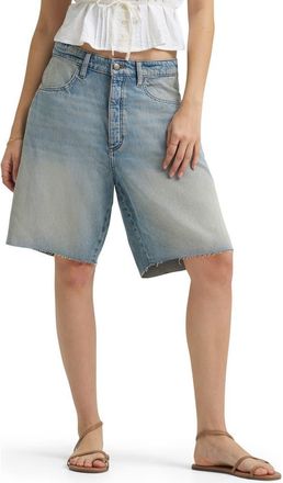 Lee Darted Slouch Raw Hem Denim Bermuda Shorts in Warm Ocean at Nordstrom, Size 24