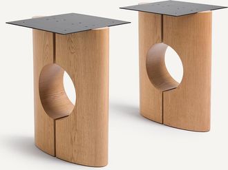 AM.PM Set van 2 uitgeholde tafelpoten in eikenfineer, TOMTO