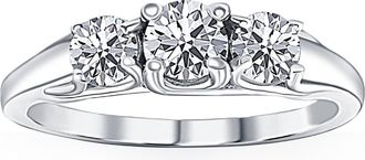 Pompeii3 1ct Three Stone Diamond Ring 14K White Gold Size Selectable