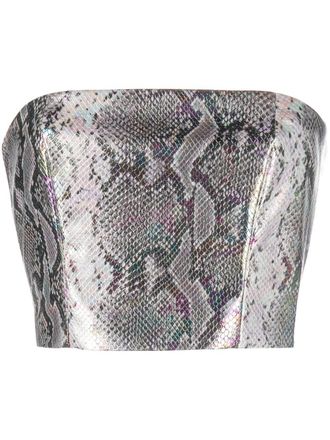 Rotate metallic snakeskin bandeau top - Silver