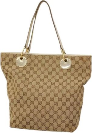 Gucci Pre-owned Tote Bags, female, Brown, Size: ONE SIZE Pre-owned Canvas Tote Bag