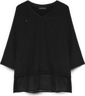 Fiorella Rubino Jersey T-shirt met applicaties - Dames - Blouses - Zwart - L - Polyester - Overhemden