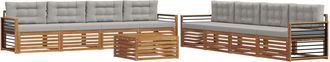 vidaXL Conjunto De Sof&aacute;s De Exterior 9 Uds. Natural Y Gris Claro Vidaxl