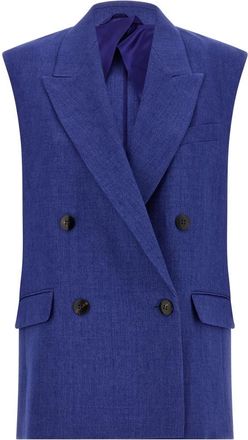Max Mara Mst Aia Waistcoat - Dames - Gillet - Blauw - M - Linnen - Kostuums