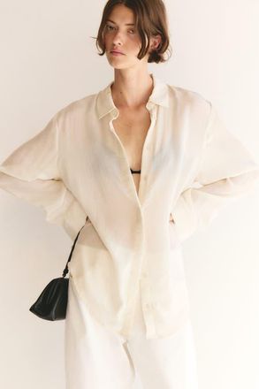 H&M Viscose Shirt in Light Beige at Nordstrom, Size X-Small
