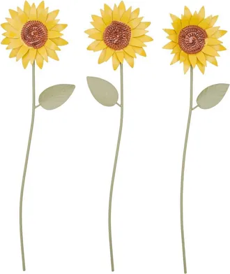 Foreside Home And Garden Sunflower Metal Floral Stems Set of 3 in Yellow at Nordstrom